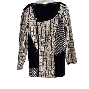 Picadilly Women's Patchwork Top Size S Cream‎ Black Navy Casual